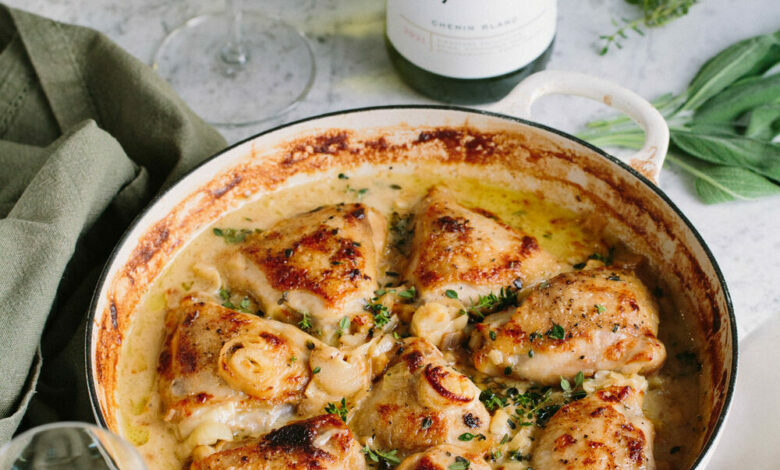 26 FEBRUARY - SATURDAY ENTERTAIN - Chicken, leek and sage casserole paired with Spier Signature Chenin Blanc