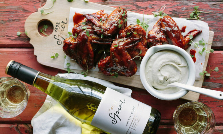 26 MARCH - SATURDAY ENTERTAIN - Sticky hot wings with a blue cheese dip