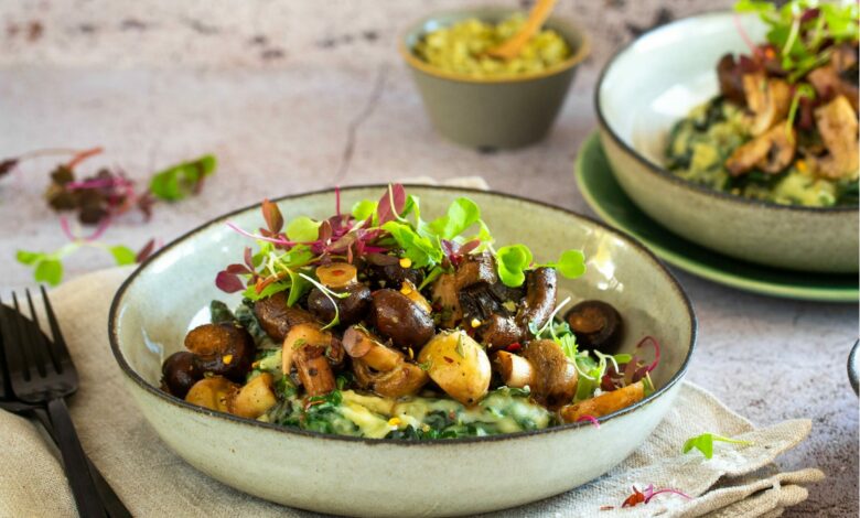 1 JUNE - WFD - Baked mushroom bowls with swiss chard mash