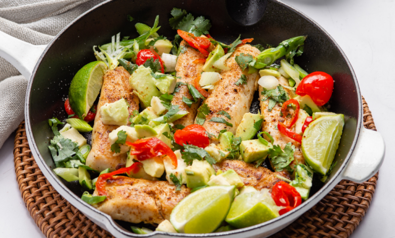 17 MAY WFD - Spiced fish with avo, lime and piquante peppers