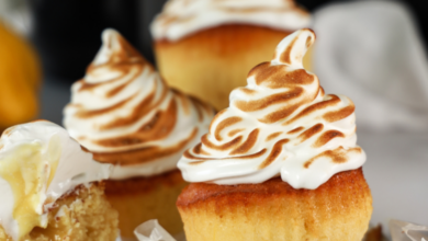 Indulge in air-fried lemon meringue cupcakes