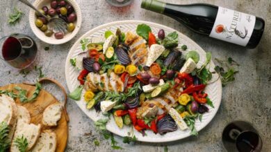 Roast chicken salad and Spier Organic Shiraz pairing