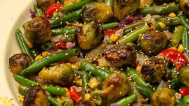 Brussel sprout and stir fry veg salad