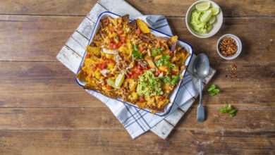 Get your crunch on with cheesy chicken nachos