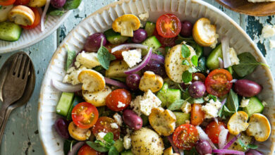 Greek mushroom and potato salad