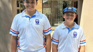 Giangi Morrico en Righardt Kruger van die Laerskool Risiville wat onlangs vir Sentraal Gauteng Lions se krieketspanne gekies is.