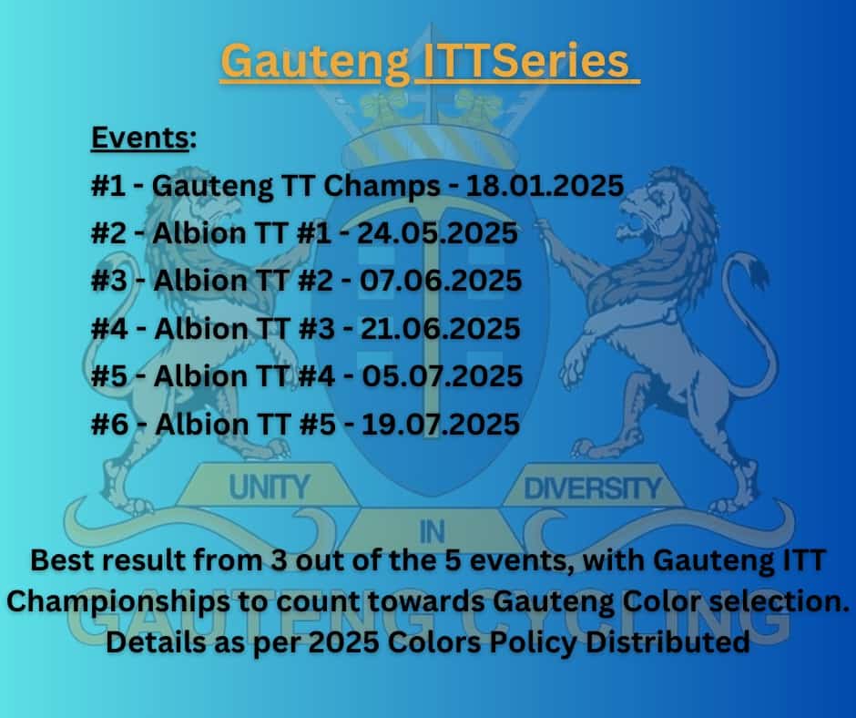 This year's Albion Wheelers Time Trial Series forms part of the Gauteng ITT Series.