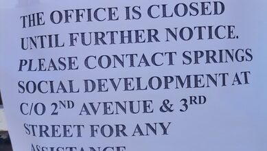 This notice is at the gate of the Springs and Kwa-Thema Child Welfare Society.