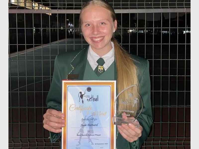 Dié netbalspeler het erkenning ontvang vir haar toewyding.