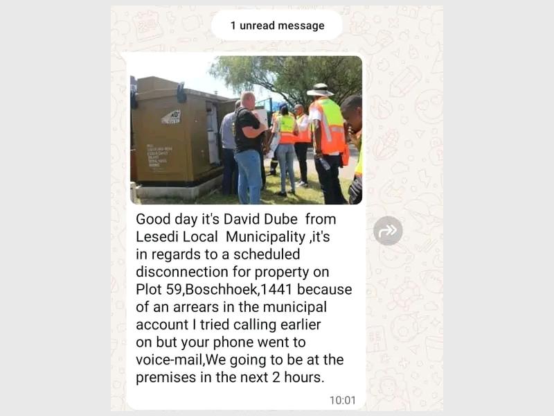 Lesedi Local Municipality has alerted residents to a surge in fraudsters posing as credit control officials on WhatsApp, urging the public to verify all payment requests and avoid falling to electricity disconnection scams
