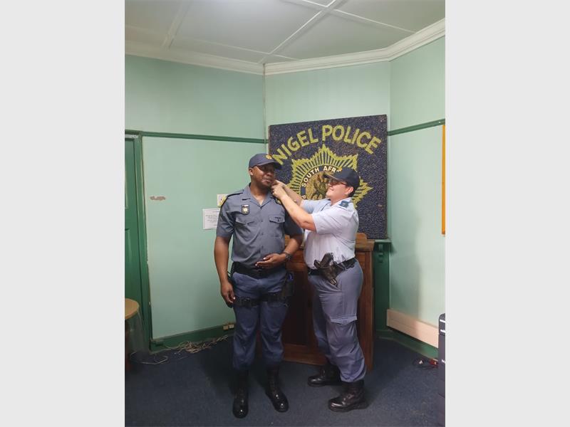Four SAPS Nigel members have been promoted through the grade progression system during a ceremony held at the station, marking an important milestone in their policing careers and recognising their dedication and service.