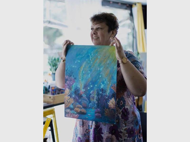 Die oggend van kuns vereis geen ervaring of talent, en sluit eet en drinkgoed in.