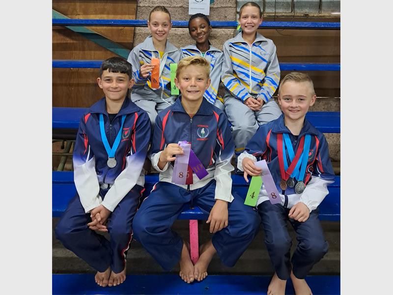 Artistic gymnasts of Nigel Gymnastics club received Gauteng colours before going on to the National Gymnastics Championships.
