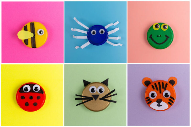 Caps of cuteness: Create animal faces with bottle caps
