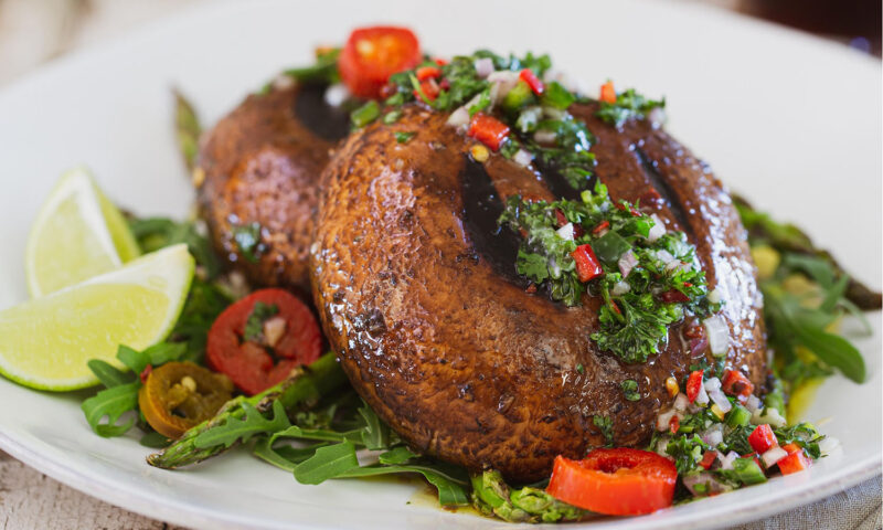 Portabello steaks with spicy chimichurri