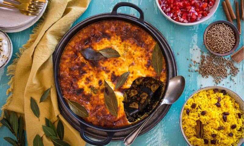 Try this delicious mushroom and mince bobotie recipe