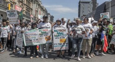 Members of March and March take part in a protest in Durban 24 March. The group calls for stronger action against illegal immigration and the deportation of undocumented foreign nationals. The protest takes place amid rising public concern over border control, law enforcement, and the government's national policy. Photo: RAJESH JANTILAL