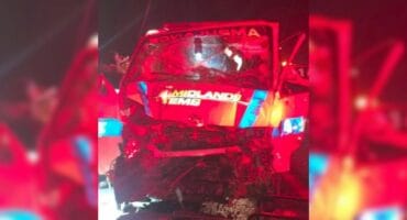 A Midlands EMS ambulance that was involved in a serious motor vehicle collision. Photo: Midlands EMS/Facebook