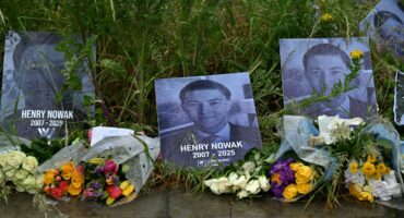 / Floral tributes for Henry Nowak are pictured outside of Portswood Police Station in Southampton, southern England, on June 3, 2026.
