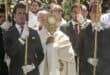 Pope Leo XIV walks along Alcala Street during the Corpus Christi procession following the Holy Mass held in the Plaza de Cibeles in Madrid on June 7, 2026.