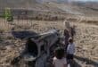 Israeli settlers look at a fallen rocket, outside a Jewish settler farm on the outskirts of Israeli-occupied West Bank city of Jericho on June 9, 2026, following Iranian and Iran-backed Houthi rebel attacks.