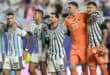Argentina's players celebrate after winning the 2026 World Cup Group J football match between Argentina and Algeria at the Kansas City Stadium in Kansas City on June 16, 2026. (Photo by JUAN MABROMATA / AFP)