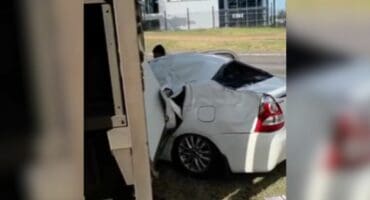 Collision between truck and car leaves three injured. Photo Screengrab