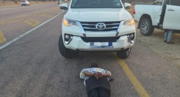 The Fortuner and the man who was arrested. Photo: SAPS