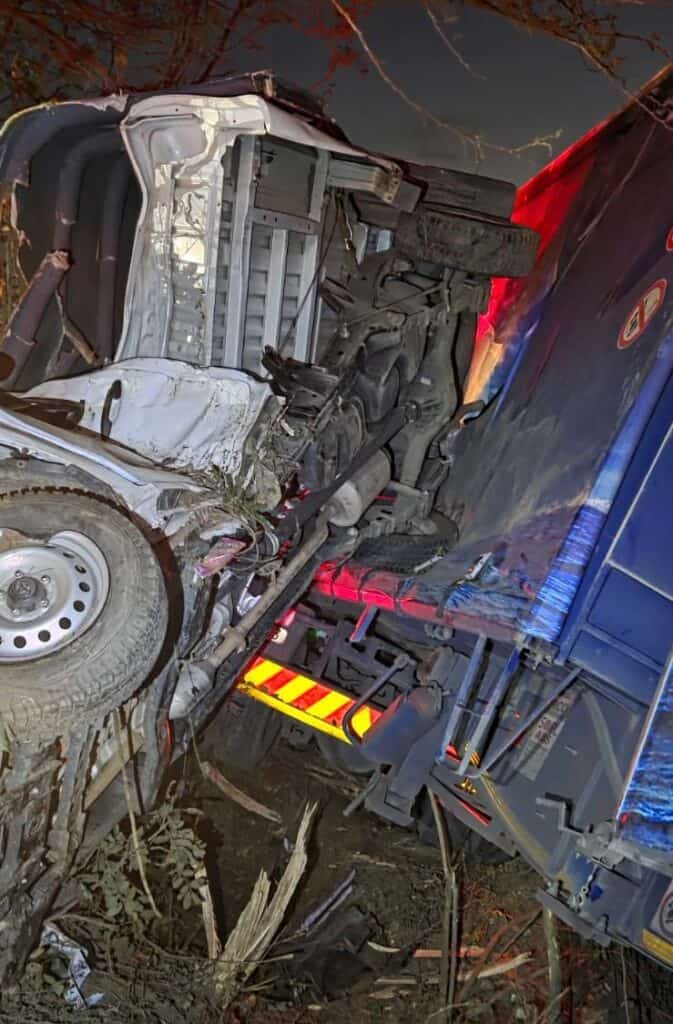 One of the Toyota Hilux bakkies that the super-link truck collided with. Photo: Reaction Unit South Africa