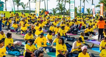 Participants at a Internal Day of Yoga event held at Durban. Photo: Supplied