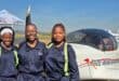 Young pilots, from left, Ayanda Zulu, Londeka Mweshe and Zanokuhle Mgenge shared their journeys in aviation at the Fuze Pietermaritzburg Airshow. Photo: Moeketsi Mamane