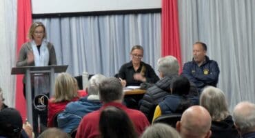 Townhill CPF chairperson, Sam Green, addresses residents ahead of June 30 marches. Photo: Supplied