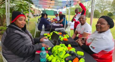 Comrades Marathon runners Thakaso Letele and his friend Sne Sokhela, both taking on The Ultimate Human Race for the second time, receive medical support from the Government Employees Medical Scheme (GEMS) ahead of race day. Photo: Moeketsi Mamane