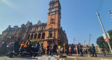 Msunduzi municipal workers marched from AS Chetty building to City Hall in protest as wage negotiations remain in deadlock on Wednesday. Photo: Moeketsi Mamane