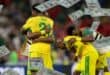 South African players celebrate the 1-0 victory in the 2026 World Cup Group A football match between South Africa and South Korea at the Monterrey Stadium in Guadalupe, Mexico, on June 24, 2026. (Photo by Julio Cesar AGUILAR / AFP)