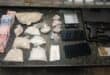 Police found 433,16 grams of crystal meth, two sachets of crack cocaine, 13.71 grams of mandrax powder, four mandrax tablets, 6,693 grams of ecstasy, a modified imitation firearm and an undisclosed amount of cash. Photo: SAPS
