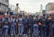 Police in Durban at the protest. Photo: Moeketsi Mamane