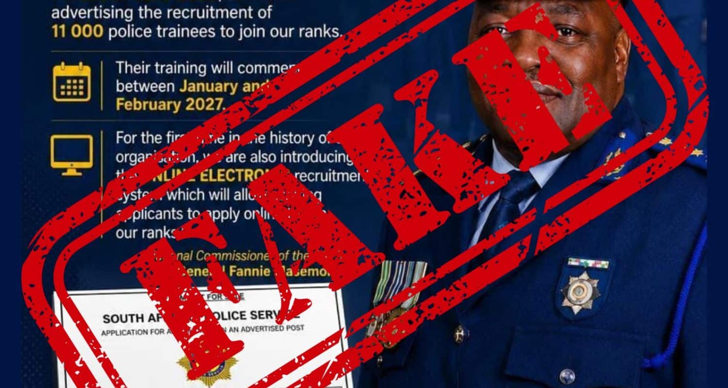 SAPS warns South Africans about fake police recruitment adverts