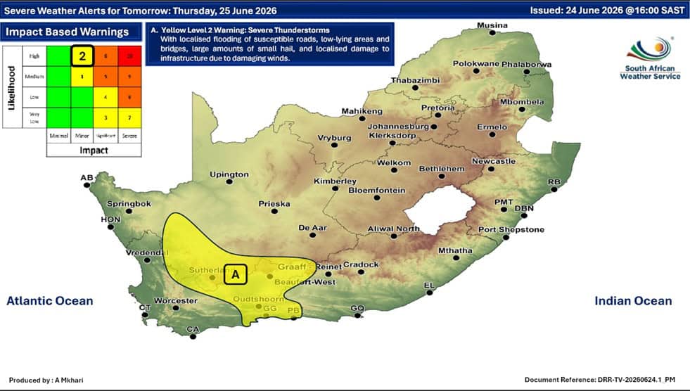 Weather warning | June 25, 2026
