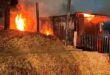 A shop in Mooi River was allegedly set alight where flames spread to another house leaving the family displaced. Photo: Supplied.