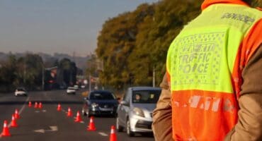 An Msunduzi Traffic Department Officer at the roadblock that was held in the city on Tuesday morning. Photo: Supplied