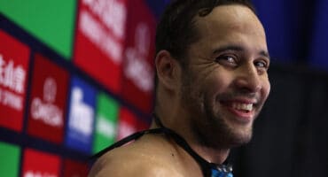 FILE IMAGE: Chad le Clos of South Africa smiles after winning the Men's 200m Butterfly final on Day 2 of the Fina Swimming World Cup 2022 Leg 3 at Indiana University Natatorium on November 04, 2022 in Indianapolis, Indiana. Photo: AFP