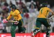 South Africa's Suné Luus (L) and South Africa's Tazmin Brits add runs during the ICC Women's Twenty20 (T20) cricket world cup 2026 semi-final game between England and South Africa, at The Oval in London on July 2, 2026. Photo: AFP