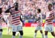 SANTA CLARA, CALIFORNIA - JULY 01: Folarin Balogun #20 of the United States celebrates scoring his team's first goal during the FIFA World Cup 2026 Round of 32 match between USA and Bosnia and Herzegovina at San Francisco Bay Area Stadium on July 01, 2026 in Santa Clara, California. Jamie Squire/Getty Images/AFP (Photo by JAMIE SQUIRE / GETTY IMAGES NORTH AMERICA / Getty Images via AFP)