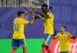 Colombia's midfielder #20 Juan Quintero and Colombia's defender #23 Davinson Sanchez celebrate after winning the 2026 World Cup round of 32 football match between Colombia and Ghana. Photo: AFP