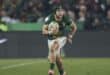 South Africa's wing Cheslin Kolbe runs with the ball during the rugby Nations Championship match between South Africa and England at Ellis Park Stadium in Johannesburg on July 4, 2026. (Photo by PHILL MAGAKOE / AFP)