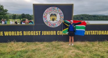 Christelle van Tonder flies the South Africa flag as she competes in the Champions of Champions Junior World Golf Championship. Photo: Christo van Tonder