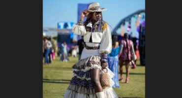 School of Fashion Pietermaritzburg final year student Nqobisa Ndabeni clinched the highly coveted first place title of Classic Raceday Women on show at the Durban July on Saturday. Photo: Supplied