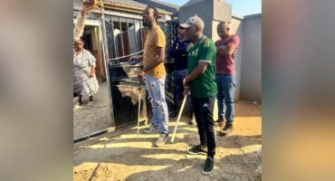 KwaMpumuza ward 1 councilor Khulekani Msomi with community members during anti illegal immigration campaign in KwaMpumuza area.Photo;Supplied