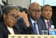 Justice Mbuyiseli Madlanga (centre) with commissioners Advocate Sesi Baloyi (left) and Advocate Sandile Khumalo. Photo: SABC